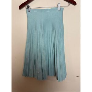 MIA MOD Year Round Pleated Knit Skirt Ice Blue Size M 24 Inch Modest Tznius Midi